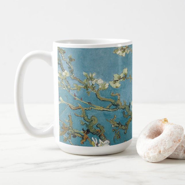 Caneca De Café Flor de amêndoa de Vincent van Gogh (1890) (Com Donut)