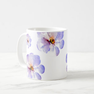 Caneca De Café Flor de Aquarela Índigo Elegante