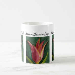 Caneca De Café Flor de Aquarela Vermelha Laranja