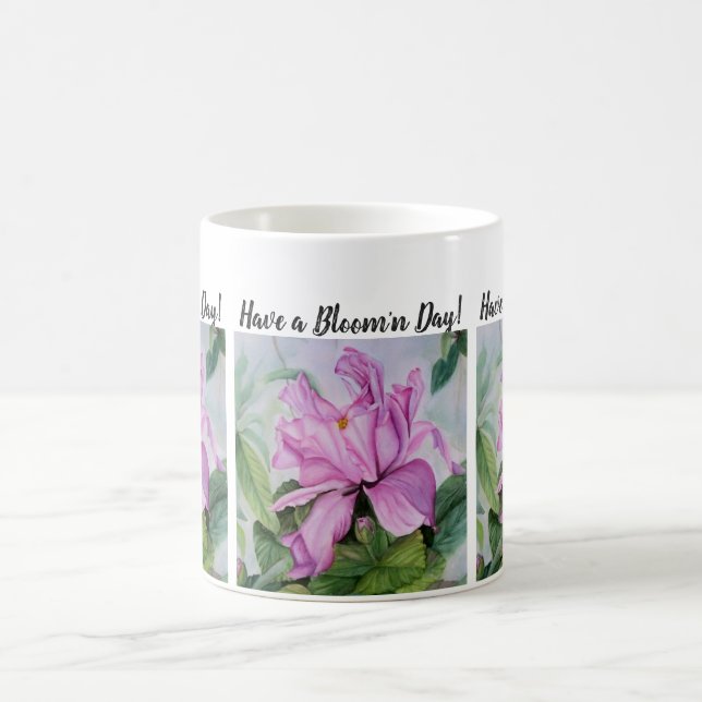 Caneca De Café Flor de Aquarelas Rosa Quente (Centro)