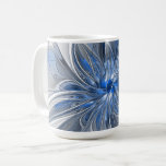 Caneca De Café Flor de Arte Fracionada com Cinza Azul abstrato<br><div class="desc">Flor fantasia única com tons de azul e cinza, abstrato e elegante. Design para sua caneca e muito mais.</div>
