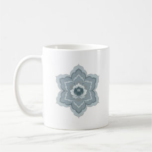 Caneca De Café Flor de Baoxiang Chinesa em Azul Nebuloso e Jade T