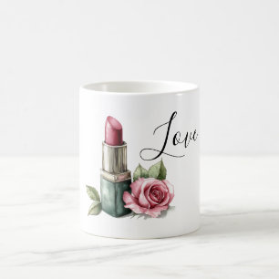 Caneca De Café Flor de Batom Rosa