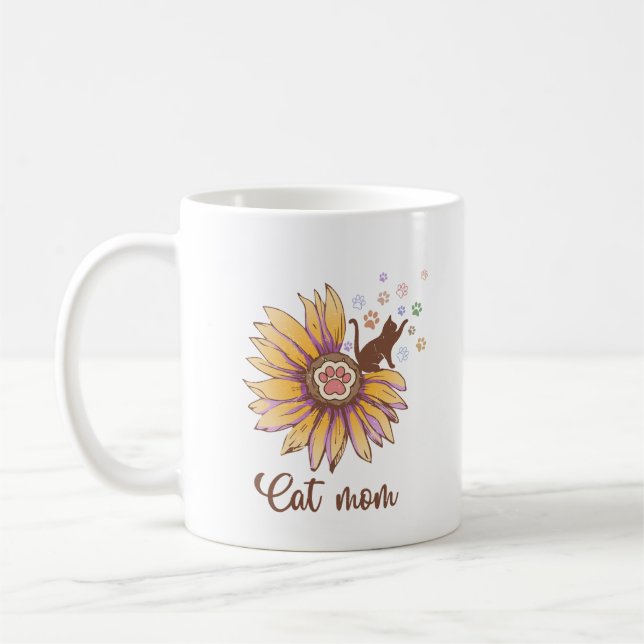Caneca De Café Flor De Boho E Patas Russas Mãe (Esquerda)