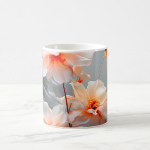 Caneca De Café Flor de Borla Abstrata Elegante Névoa Fluida