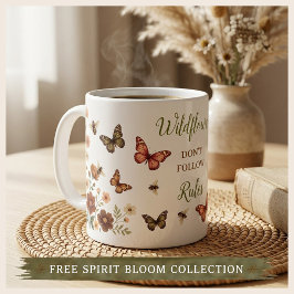 Caneca De Café Flor de campo boho floral borboleta abelha inspira
