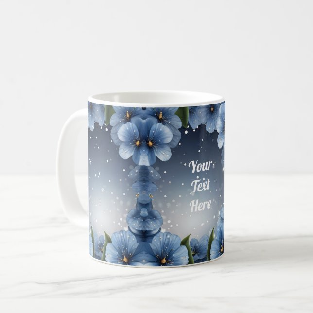 Caneca De Café Flor de Cereja Azul (Frente Esquerda)