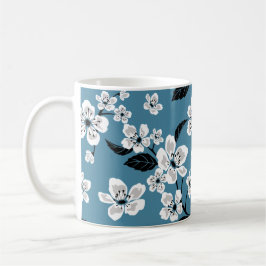 CANECA DE CAFÉ FLOR DE CEREJEIRA - SAKURA (AZUL FUMÊ)