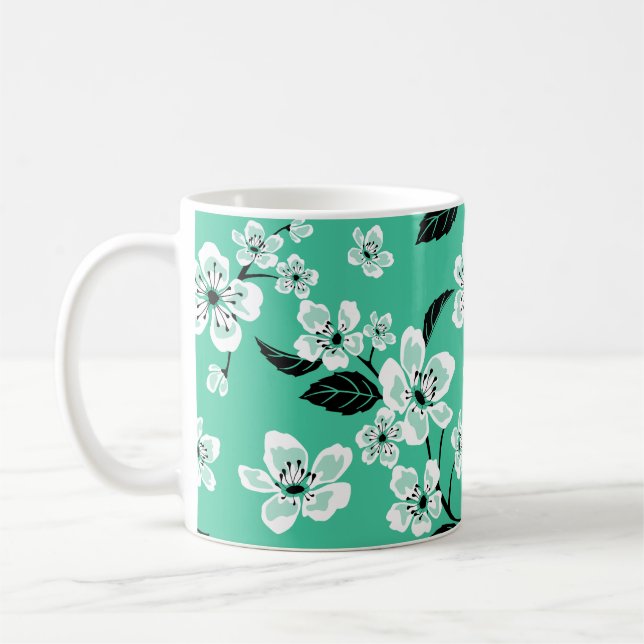 CANECA DE CAFÉ FLOR DE CEREJEIRA - SAKURA (MINT) (Esquerda)