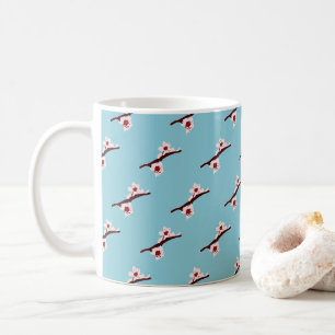 Caneca De Café Flor de Cerejeira, Sakura, Padrão Floral Rosa