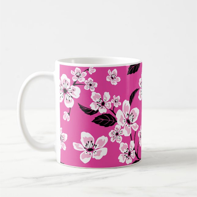 CANECA DE CAFÉ FLOR DE CEREJEIRA - SAKURA (ROSA) (Esquerda)