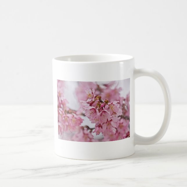 Caneca De Café Flor de Cerejeira Sakura Rosa Pálido (Direita)