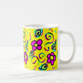 Caneca De Café flor de cor amarelo feliz