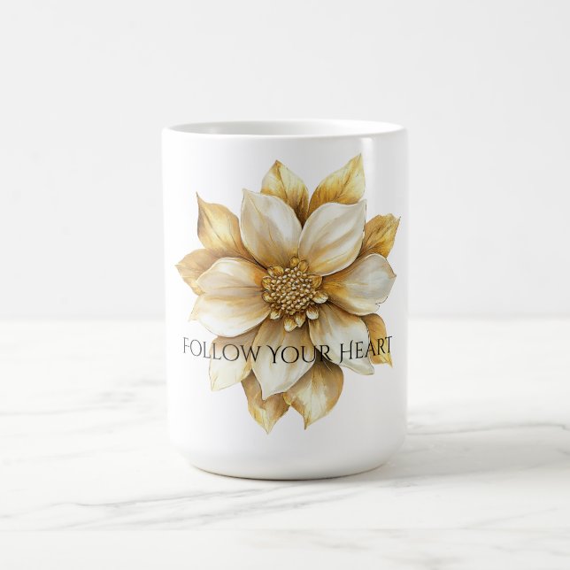 Caneca De Café Flor de Creme Dourada (Centro)
