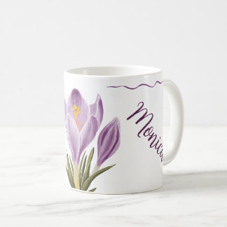 Caneca De Café Flor de Crocus Botânico de Primavera