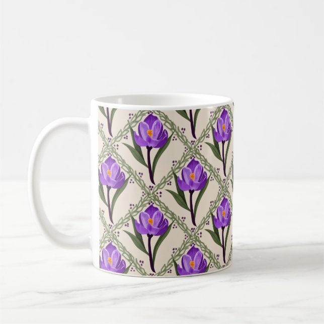Caneca De Café Flor de Crocus Roxo (Esquerda)