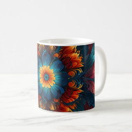 Caneca De Café flor de fogo do caleidoscópio em floração