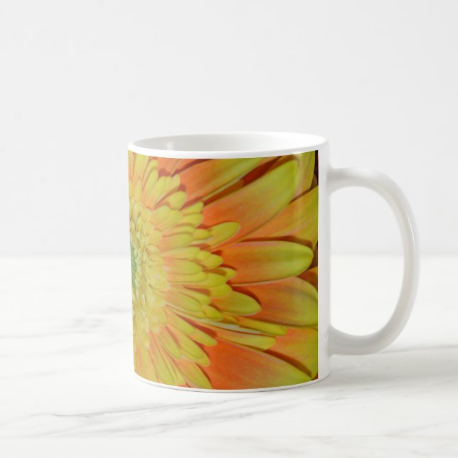 Caneca De Café Flor de gerber laranja e amarelo (Direita)