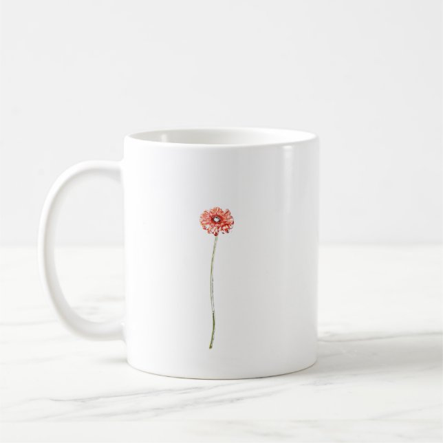 Caneca De Café Flor de Gerbera Vermelho Pálido (Esquerda)