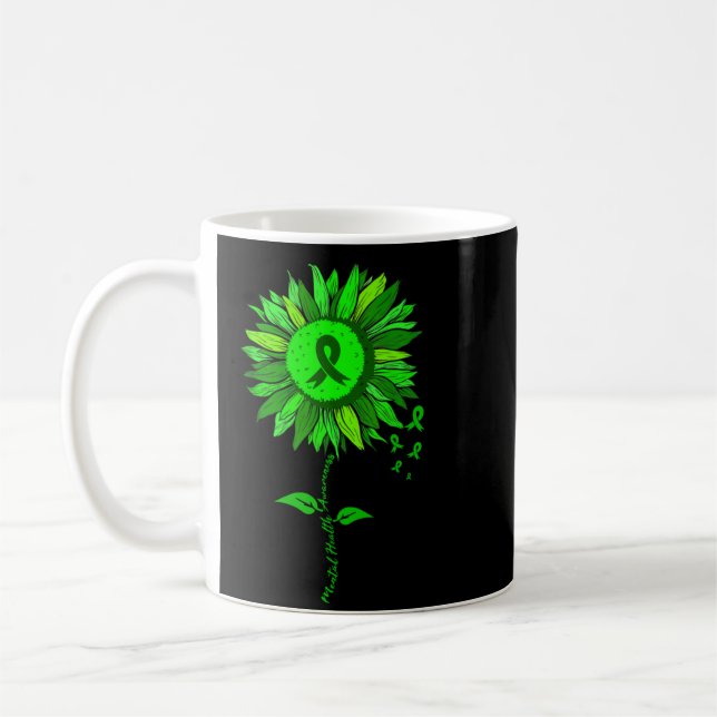 Caneca De Café Flôr de Girassol de Conscientização da Saúde Menta (Esquerda)