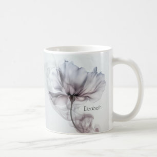 Caneca De Café Flor de Hazência Transparente Mauve   Seu Nome Mon