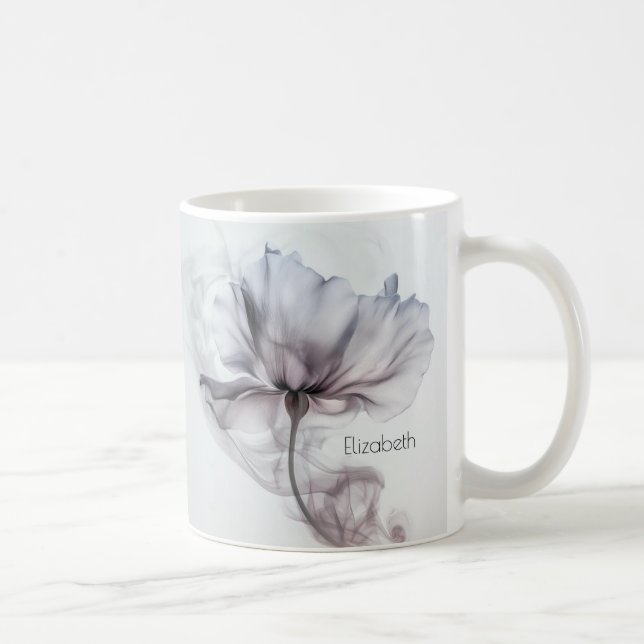 Caneca De Café Flor de Hazência Transparente Mauve | Seu Nome Mon (Direita)