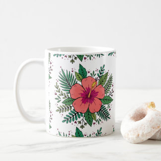 Caneca De Café Flor de Hibisco, botânica floral