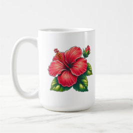 Caneca De Café Flor de hibisco Grande cerâmica clássica