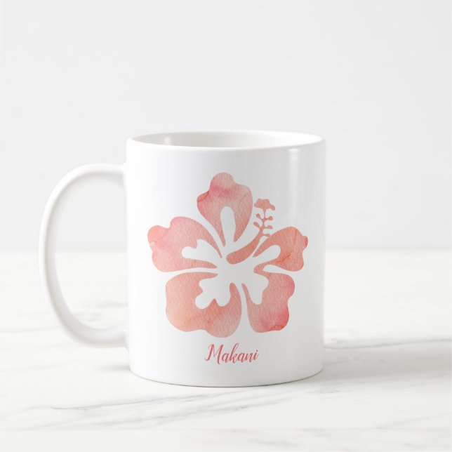 Caneca De Café Flor de Hibiscus Floral Tropical (Esquerda)