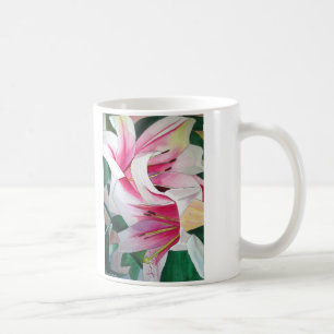 Caneca De Café Flor de lágrimas de cor branca e rosa