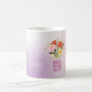 Caneca De Café Flor de Lavanda Ombre em um Pote