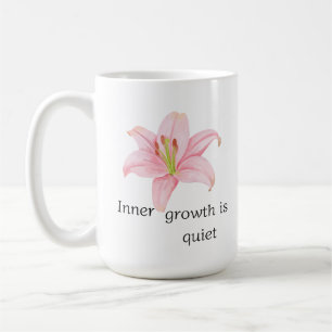 Caneca De Café Flor de Lírio Rosa Inspiração de Crescimento Inter