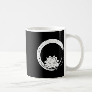 Caneca De Café Flor de Lótus Branca Vintage Com Círculo Zen