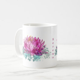 Caneca De Café Flor de Lotus com Aquarela Rosa com Nome