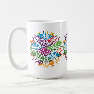 Caneca De Café Flor de mandala amarelo-rosa