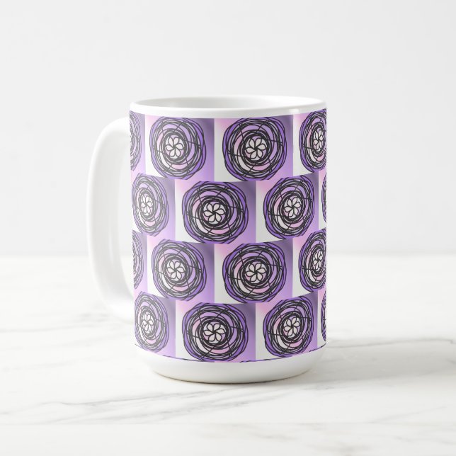 Caneca De Café Flor de Maracujá Padrão Roxo (Frente Esquerda)