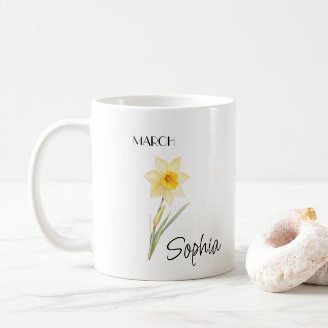 Caneca De Café Flor de Março Personalizado (Com Donut)