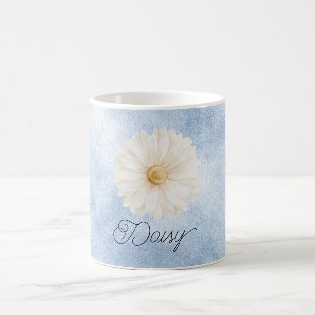 Caneca De Café Flor de Margarida Azul Branca (Centro)