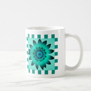 Caneca De Café Flor de margarida azul cadete, riscas de padrão -