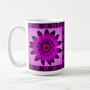 Caneca De Café Flor de margarida magenta, faixas de padrão - Mug