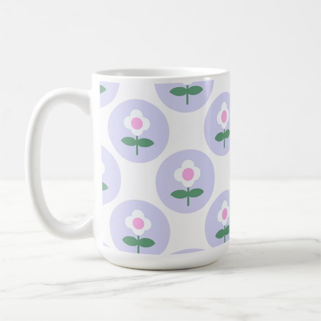 Caneca De Café Flor de Margarida Roxo, Mãe Menina, Retro (Esquerda)