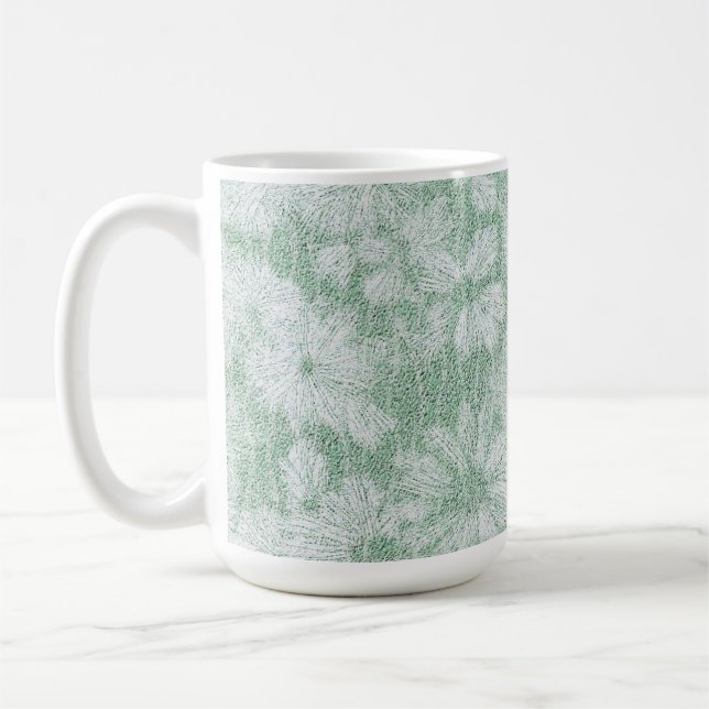 Caneca De Café Flor de Margarida Veludo Verde Menta  (Esquerda)