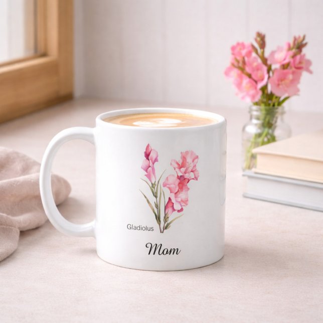 Caneca De Café Flor de Nascimento da Mãe em Agosto Gladiolus (Criador carregado)