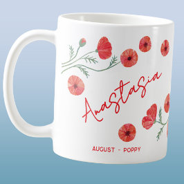 Caneca De Café Flor de Nascimento de Agosto Nome Personalizado Pa