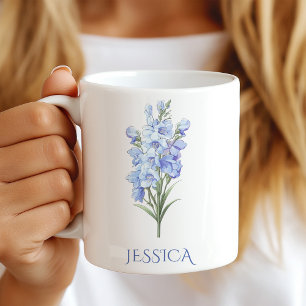 Caneca De Café Flor de Nascimento de Julho Blue Delphinium