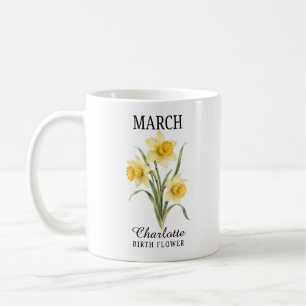 Caneca De Café Flor de Nascimento de Março Narciso