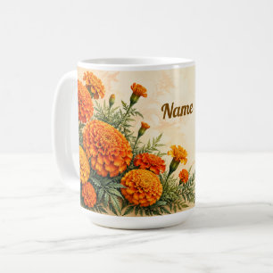 Caneca De Café Flor de Nascimento de Outubro Personalizada Calênd