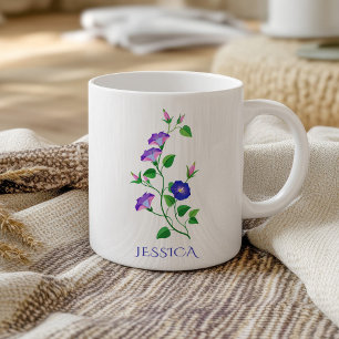 Caneca De Café Flor de Nascimento de Setembro Ipoméia Roxa