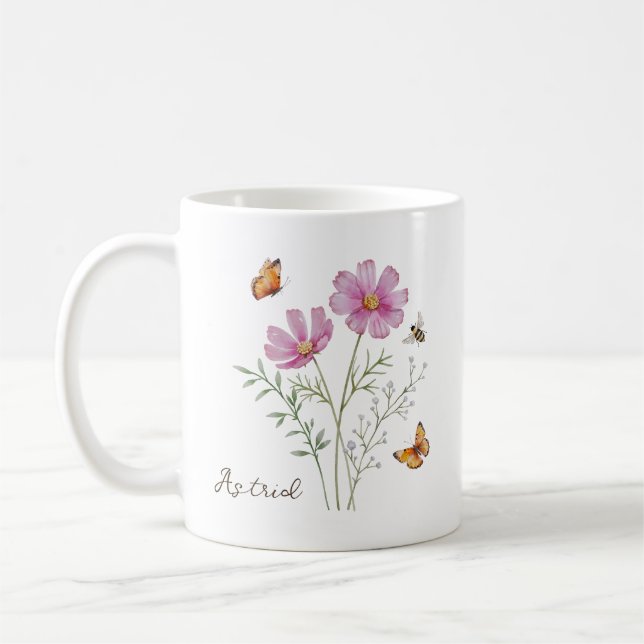 Caneca De Café Flor de Nascimento do Mês Cosmos (Esquerda)