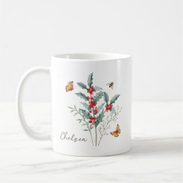 Caneca De Café Flor de Nascimento do Mês do Azevinho